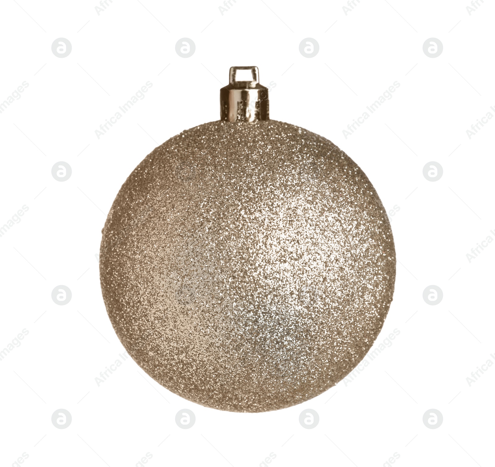 Photo of Beautiful golden Christmas ball isolated on white