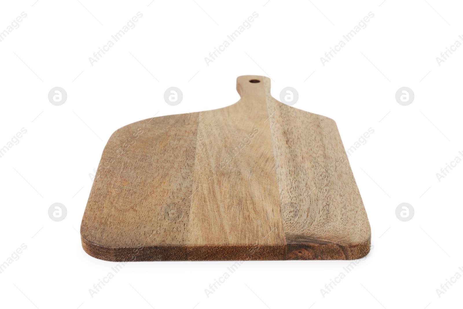 Photo of One wooden cutting board on white background