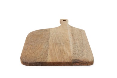 Photo of One wooden cutting board on white background