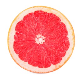 Photo of Halved ripe grapefruit isolated on white. Citrus fruit