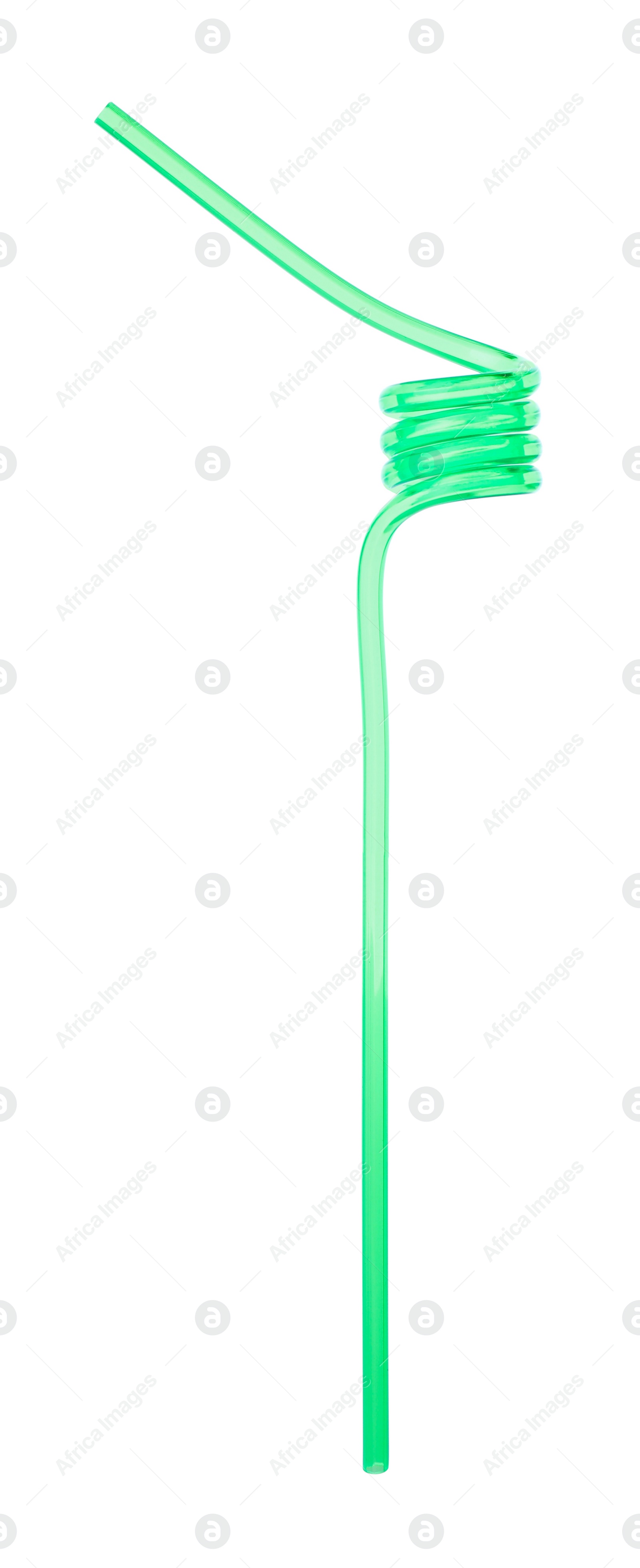 Photo of Light green plastic cocktail tube isolated on white