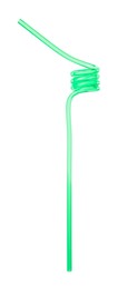 Photo of Light green plastic cocktail tube isolated on white