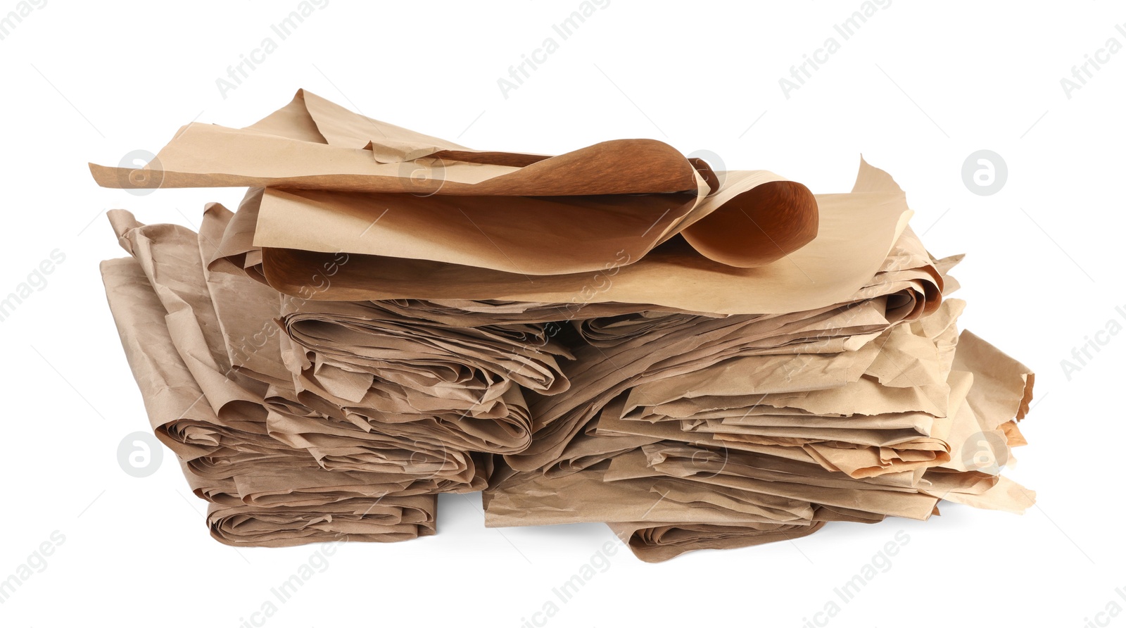 Photo of Pile of waste paper isolated on white