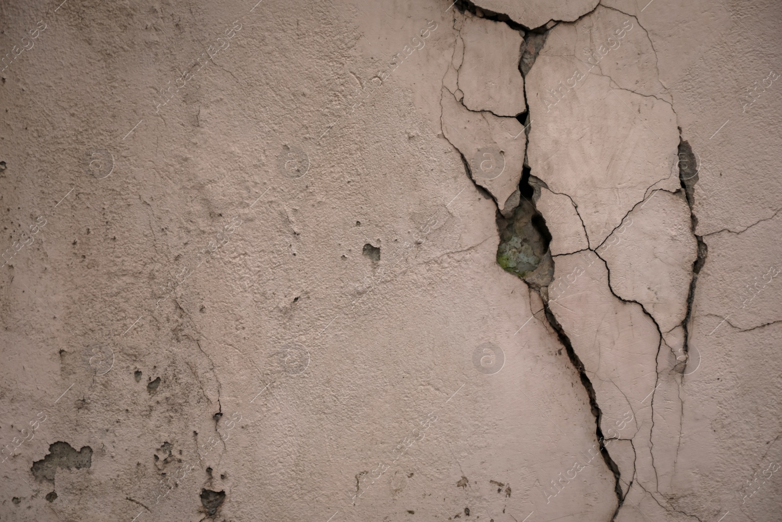 Photo of Large crack on side of building after strong earthquake