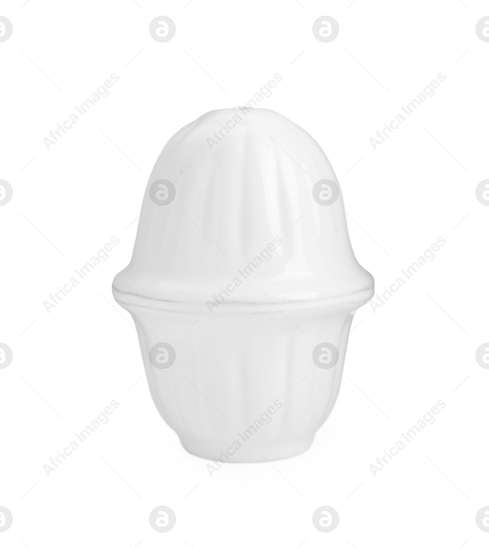 Photo of One ceramic spice shaker isolated on white