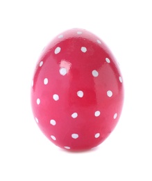 Photo of Decorated Easter egg on white background. Festive tradition