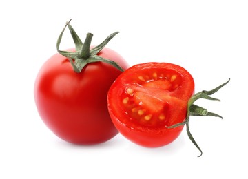 Image of Fresh ripe red tomatoes on white background