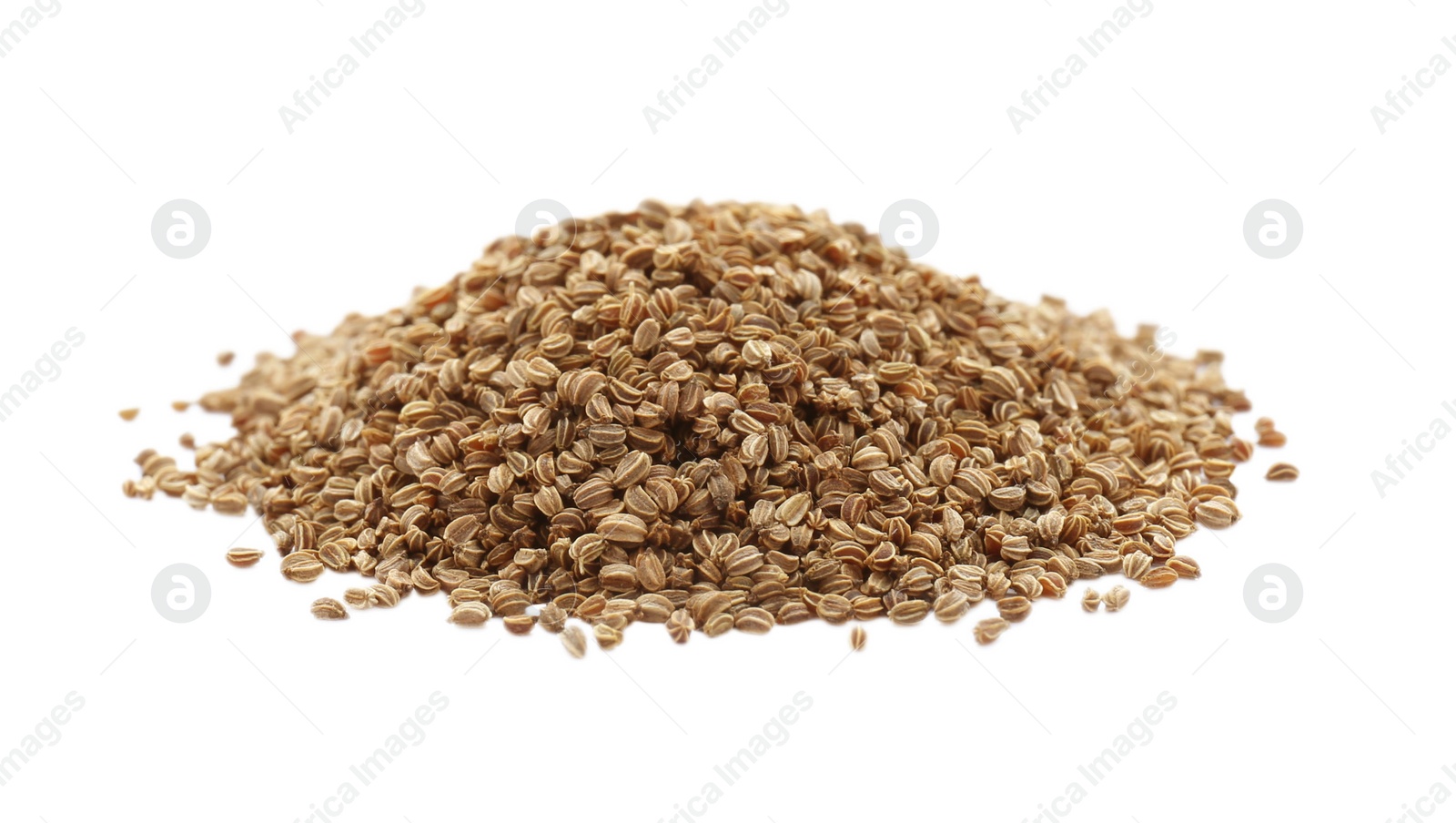 Photo of Pile of celery seeds isolated on white