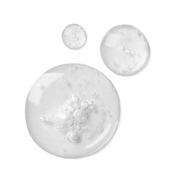 Serum on white background, top view. Skin care product