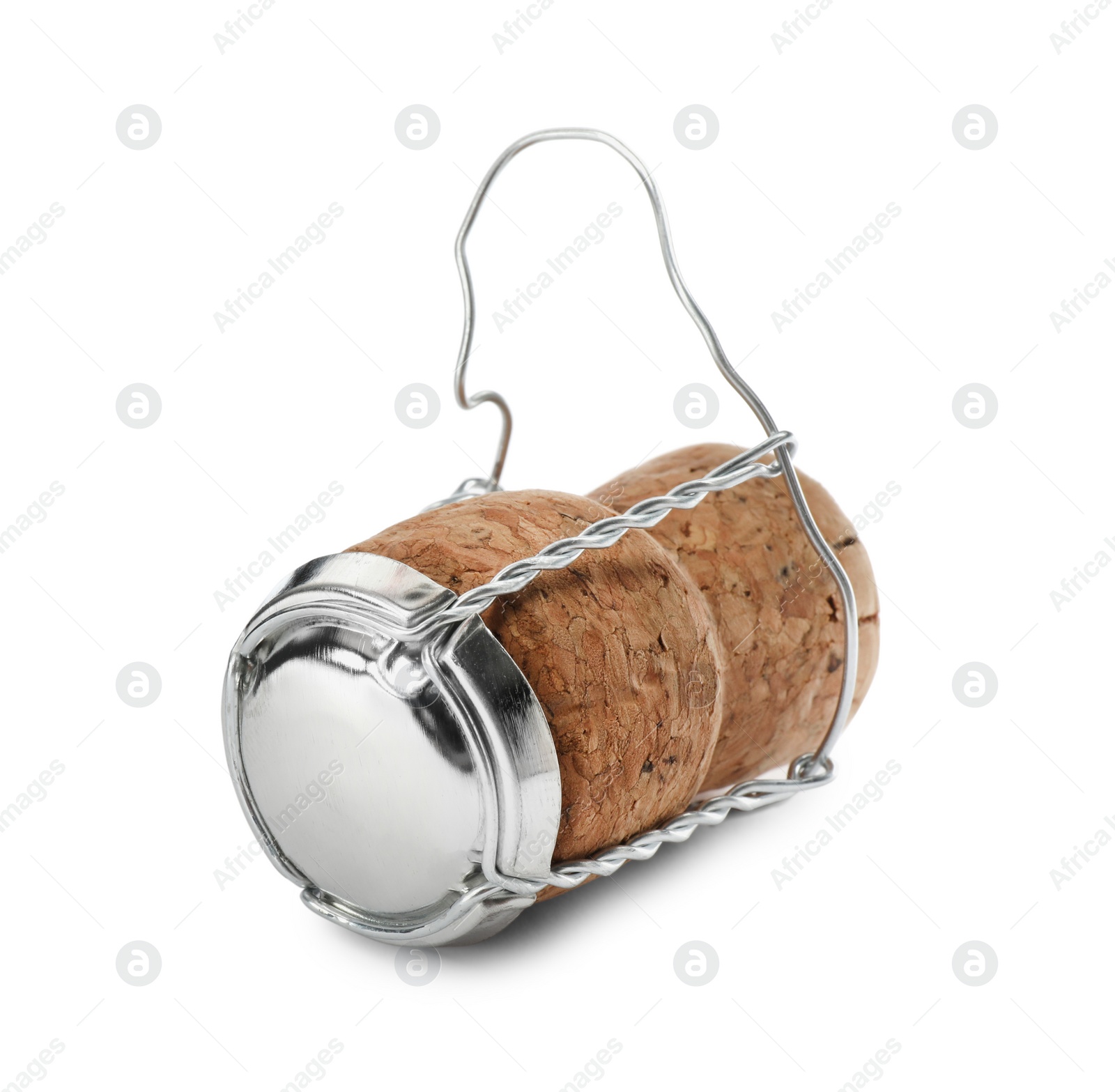 Photo of Sparkling wine cork with muselet cap isolated on white