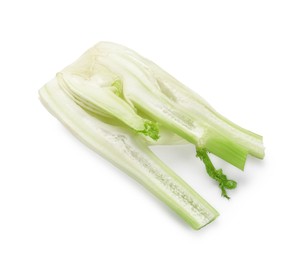 Photo of Cut raw fennel bulb isolated on white