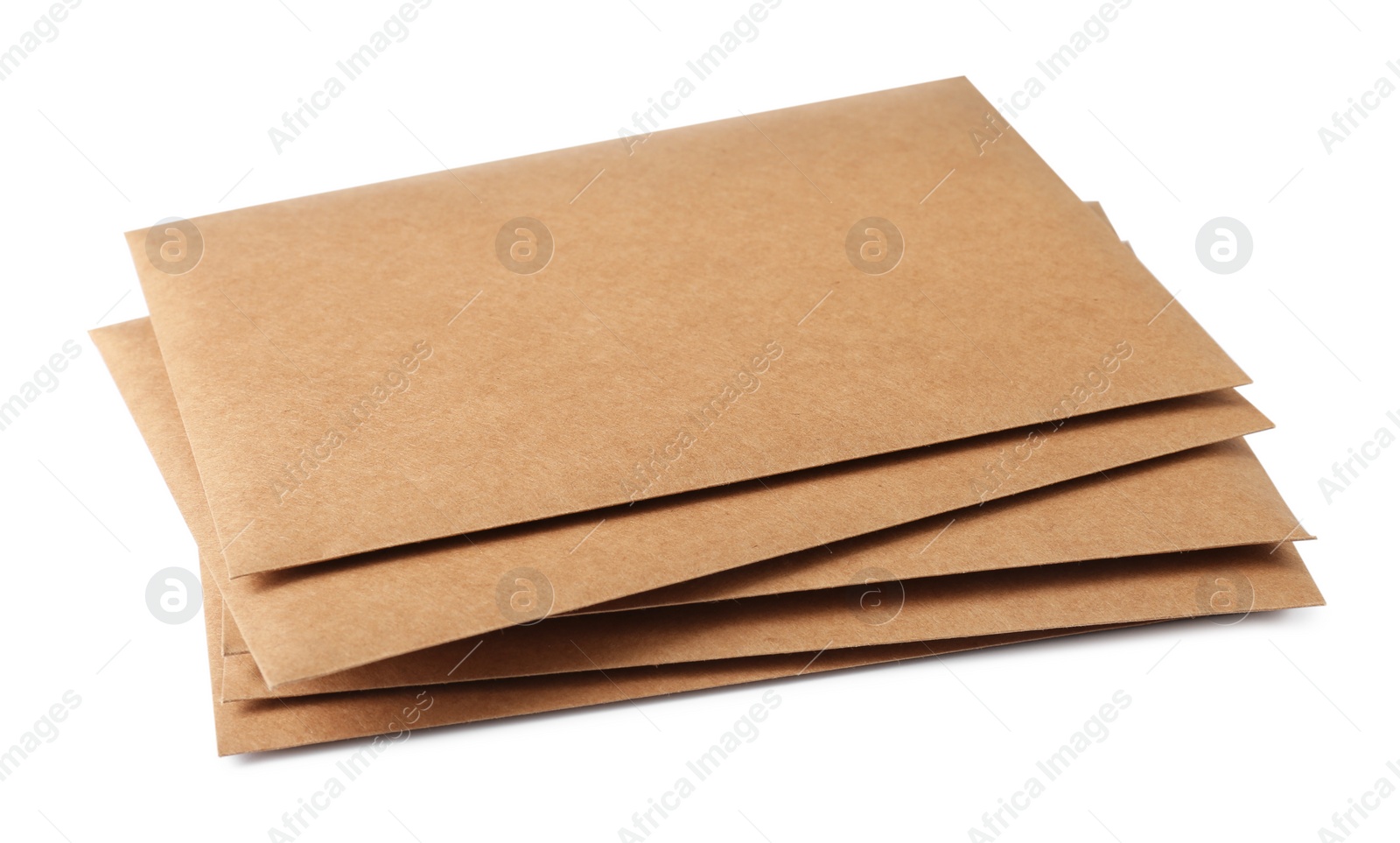 Photo of Stack of brown letters on white background