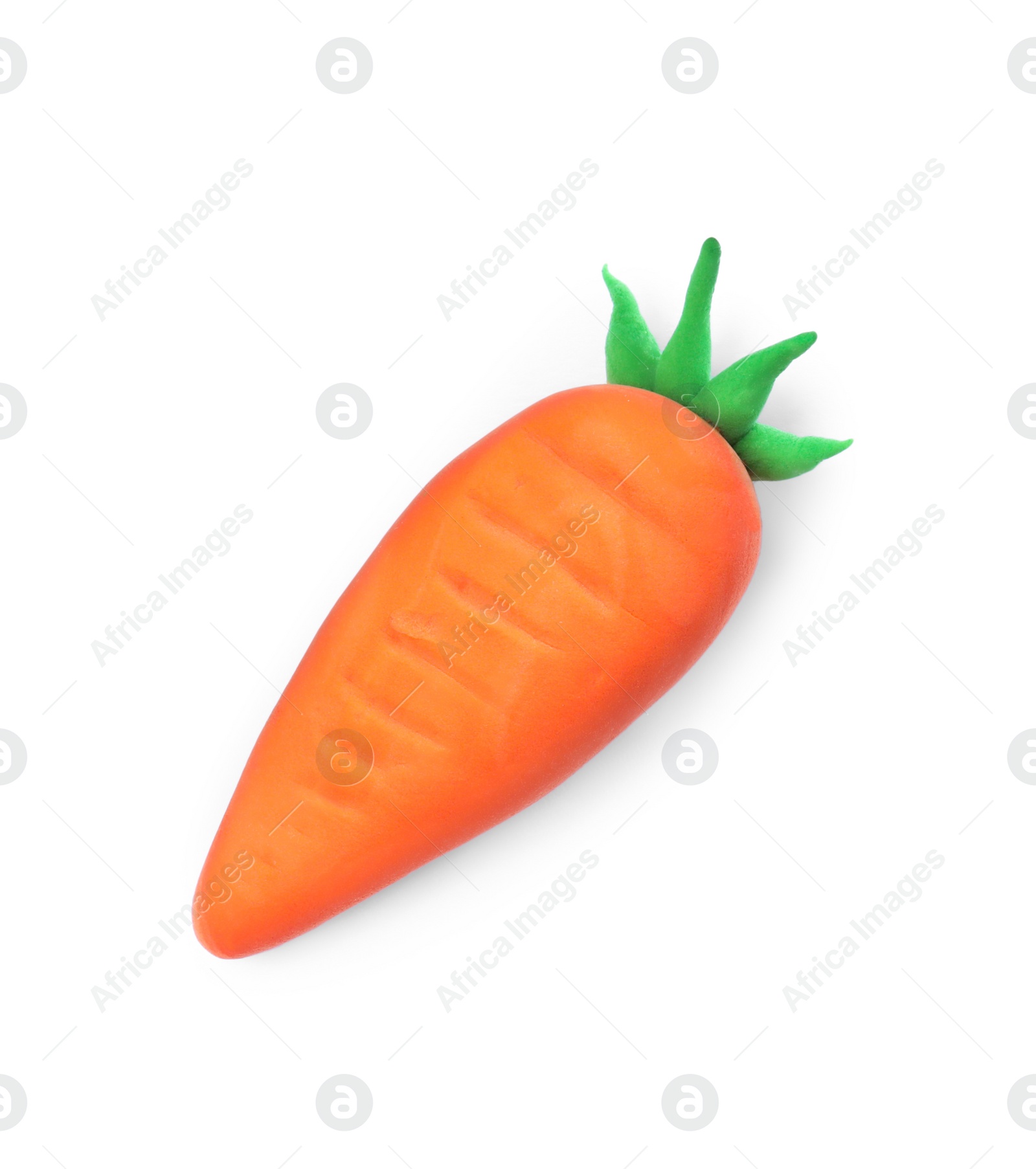Photo of Orange carrot made from play dough on white background