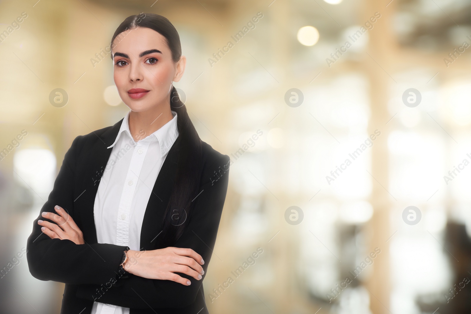 Image of Lawyer, consultant, business owner. Confident woman indoors, space for text