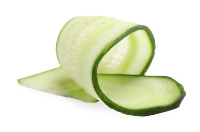 Slice of fresh cucumber isolated on white