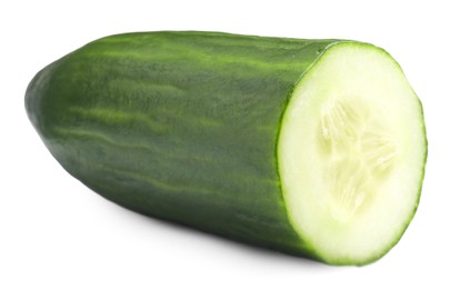 Half of long cucumber isolated on white