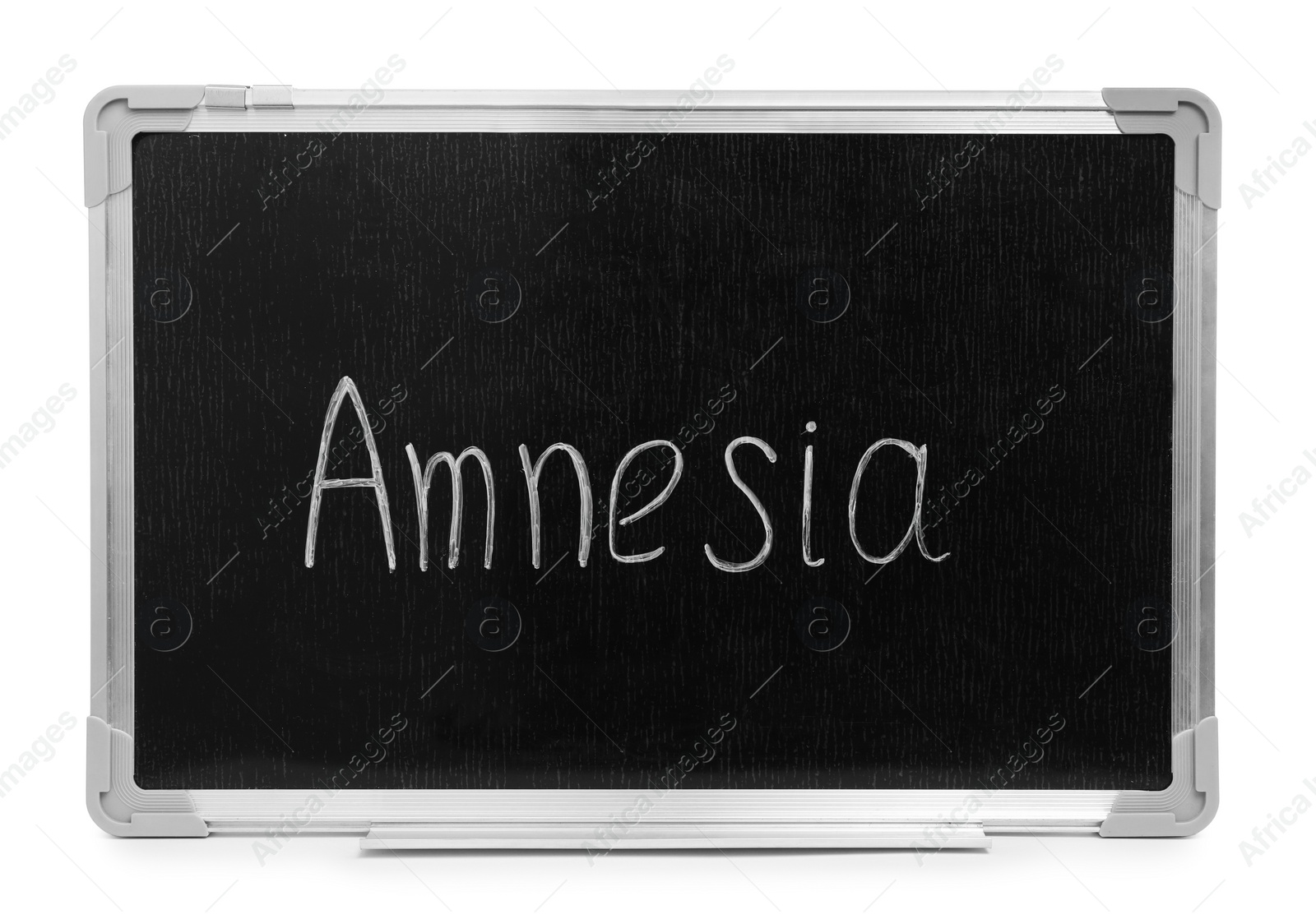 Photo of Blackboard with word Amnesia on white background