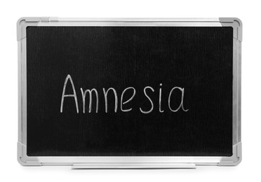 Photo of Blackboard with word Amnesia on white background