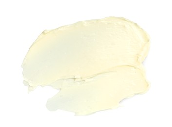 Photo of Tasty butter on white background, top view