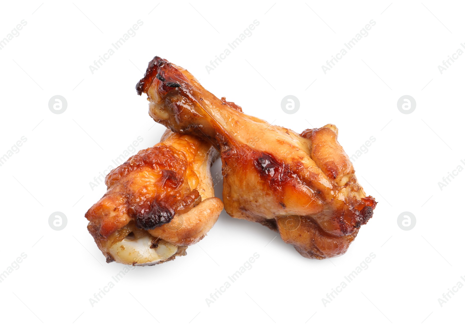 Photo of Delicious fried chicken wings isolated on white background