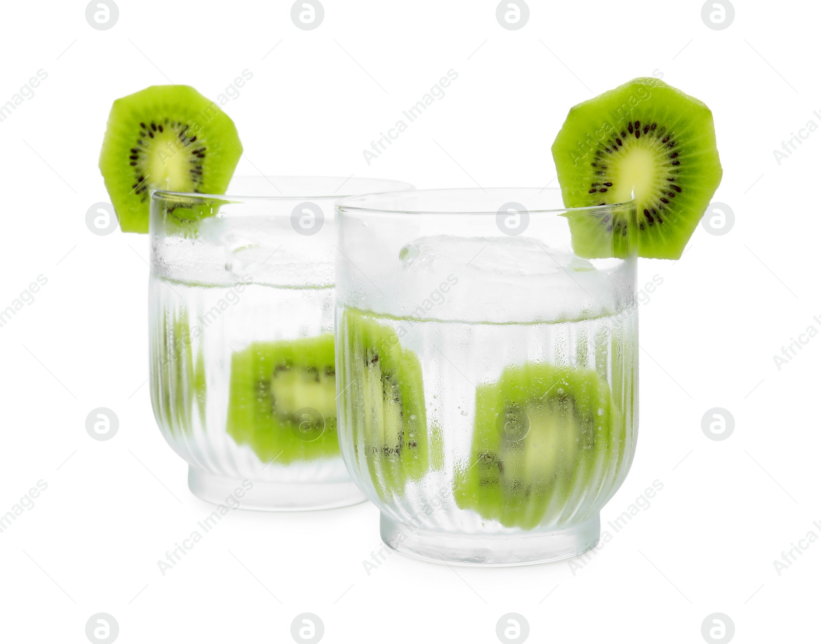 Photo of Refreshing drink with kiwi isolated on white