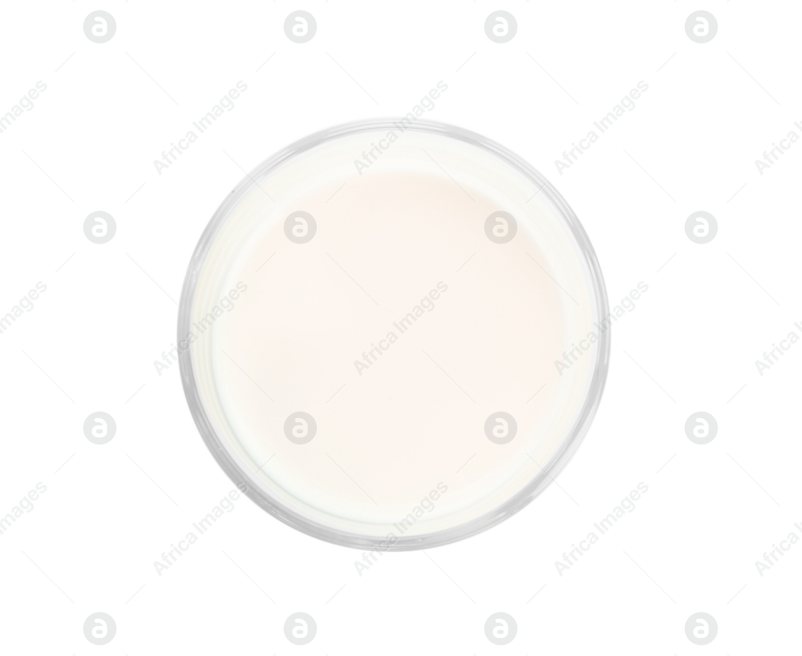 Photo of Glass of milk on white background. Fresh dairy product