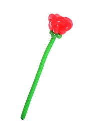 Rose figure made of modelling balloon on white background