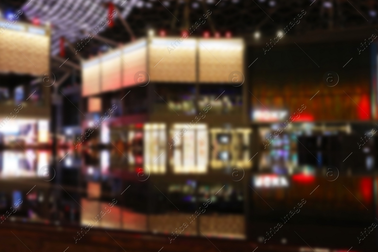 Photo of DUBAI, UNITED ARAB EMIRATES - NOVEMBER 04, 2018: Blurred view of City Walk at night