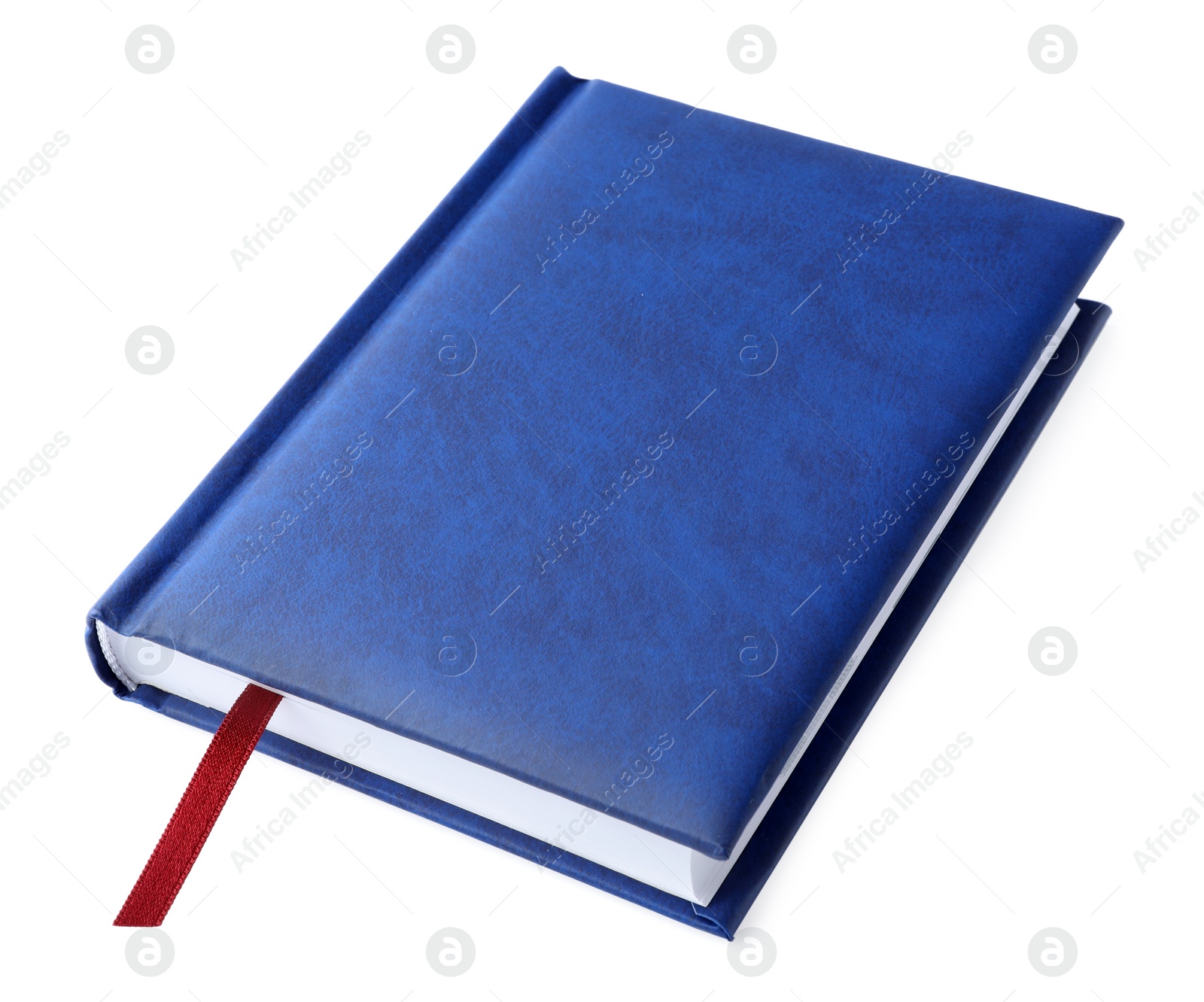 Photo of Stylish blue hardcover notebook isolated on white