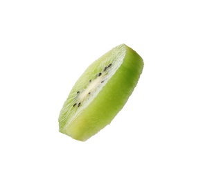 Photo of Cut fresh juicy kiwi on white background