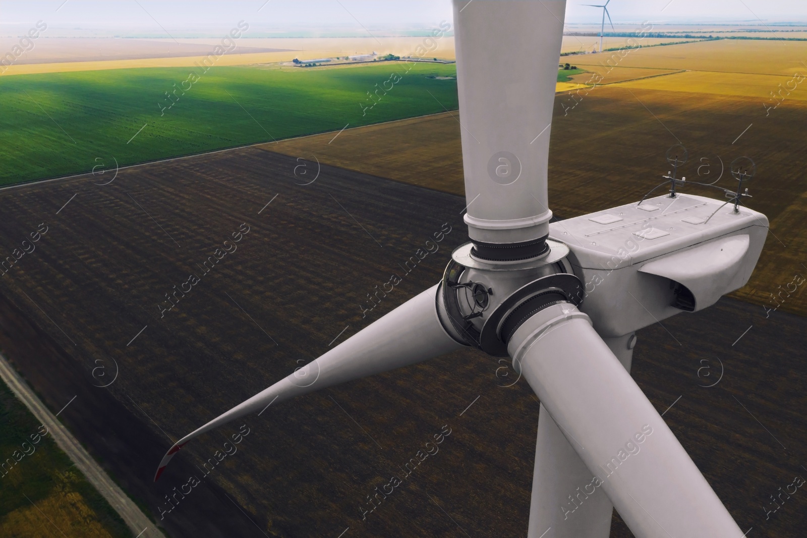 Image of Modern wind turbine, closeup. Alternative energy source