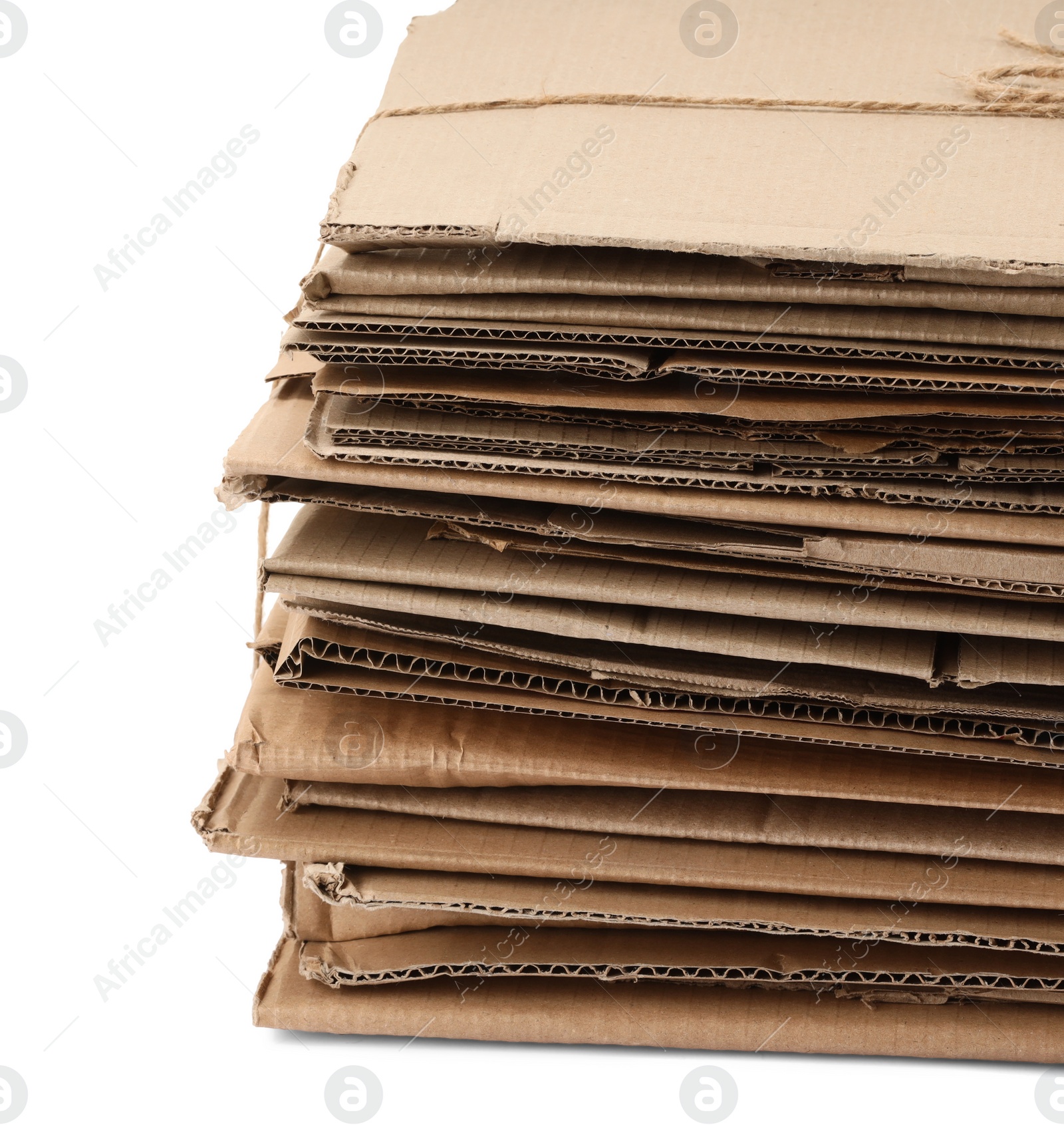 Photo of Stack of cardboard pieces isolated on white