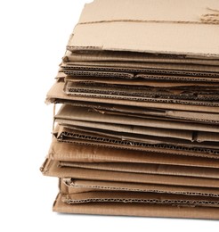 Photo of Stack of cardboard pieces isolated on white