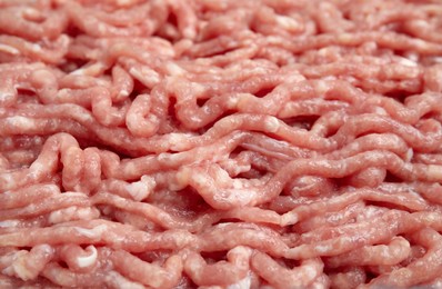 Photo of Raw chicken minced meat as background, closeup