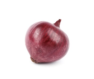 Photo of Fresh whole red onion on white background