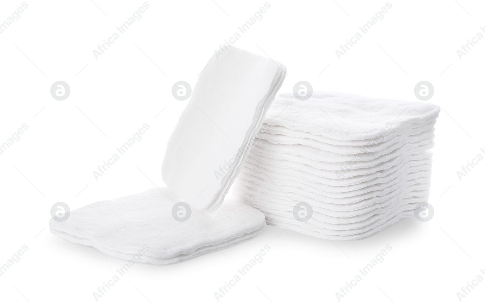 Photo of Soft clean cotton pads on white background