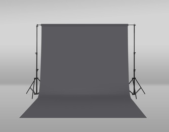 Image of Modern grey photo background. Professional studio equipment