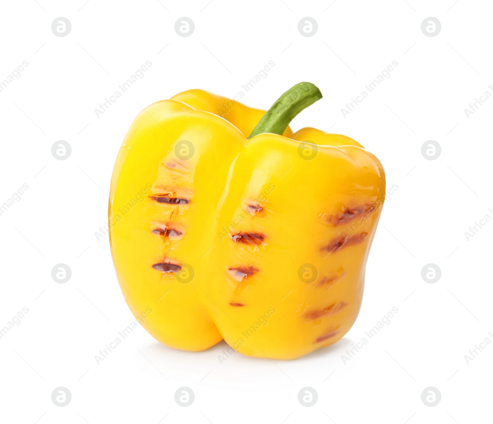 Photo of Grilled ripe paprika pepper on white background