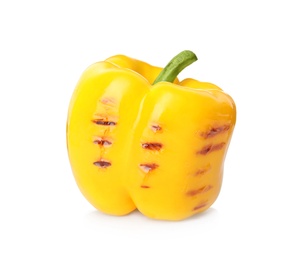 Grilled ripe paprika pepper on white background