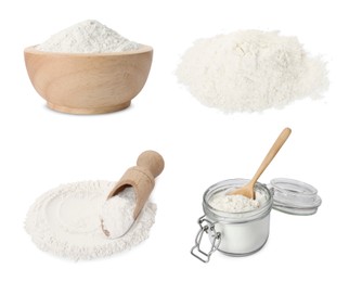 Image of Set of baking powder isolated on white