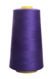 Spool of purple sewing thread isolated on white