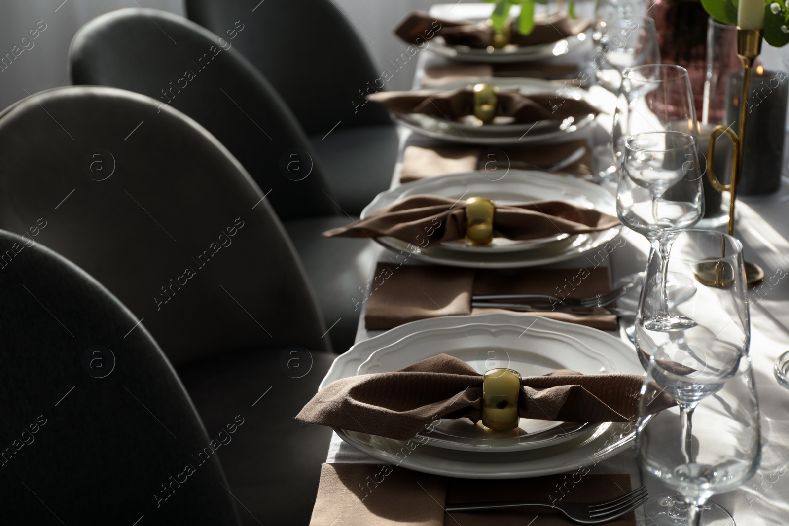 Photo of Festive table setting with beautiful decor indoors