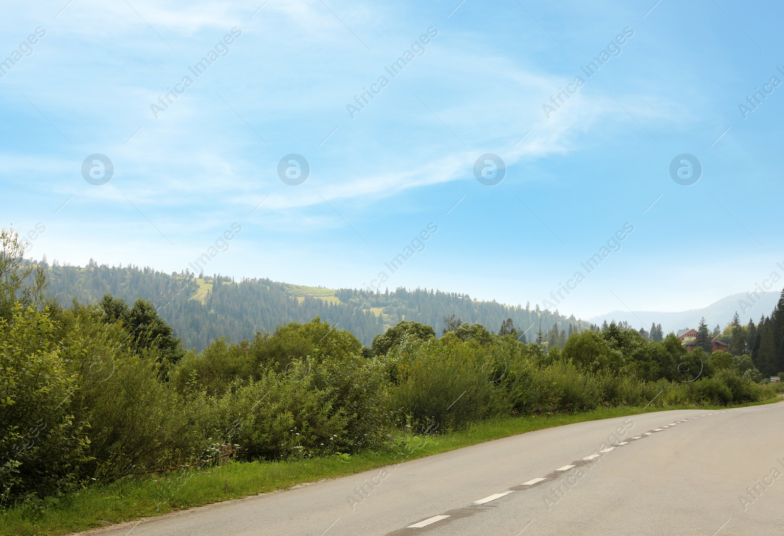 Photo of Picturesque landscape with road in mountains