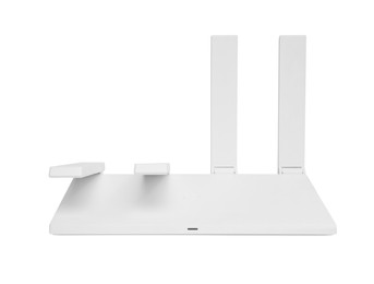 One modern Wi-Fi router isolated on white