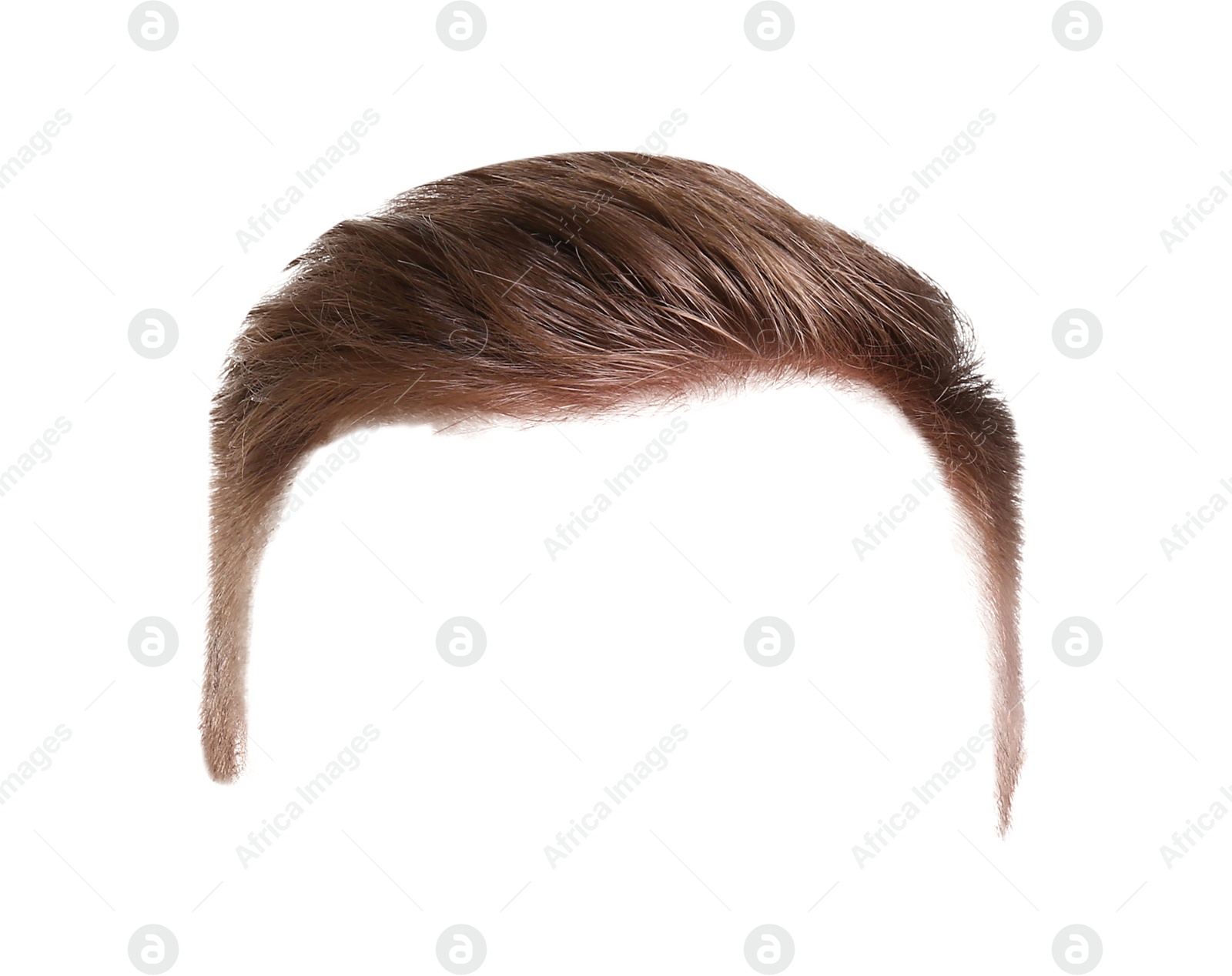 Image of Stylish male hairstyle with brown hair isolated on white