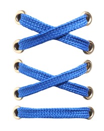 Blue shoe laces isolated on white 