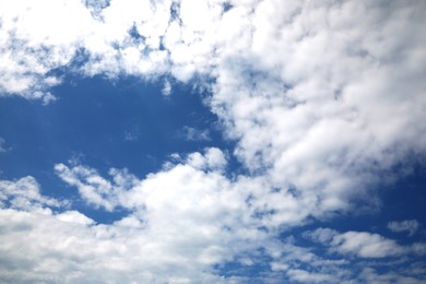 Picturesque view of beautiful blue sky with fluffy clouds