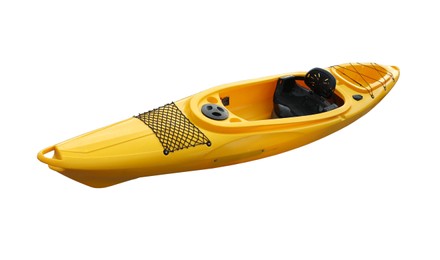 Image of Yellow kayak isolated on white. Outdoor activity 