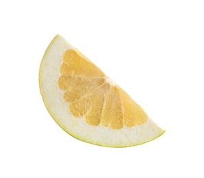 Slice of yellow pomelo isolated on white
