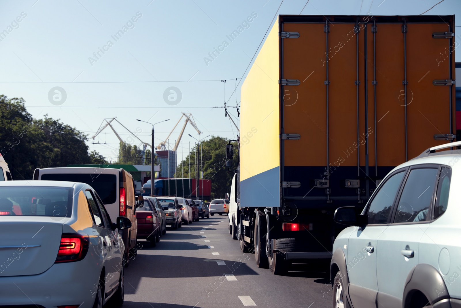 Photo of Cars in traffic jam on city street